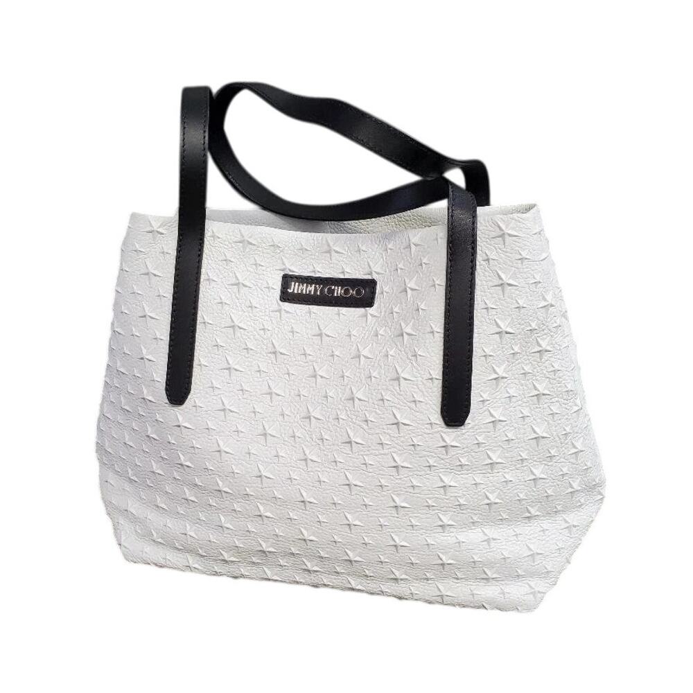 Jimmy Choo White Star Studded Embossed Leather Tote Bag